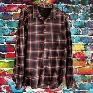 Theory Long Sleeve Flannel Plaid button Down Shirt Size XXL